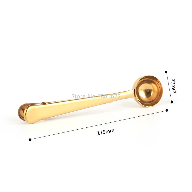 Stainless Steel Coffee Spoon Sealing Clip Kitchen Gold Accessories