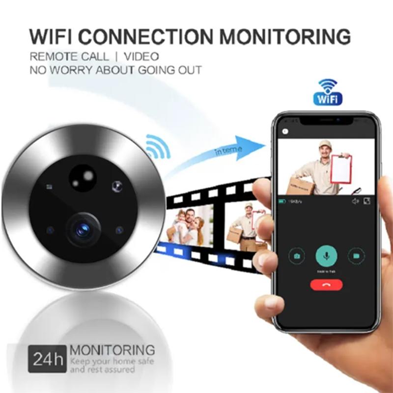 1080P Wifi Smart Cat Eye Video Doorbell With 4.3 Colour Screen And Hidden Graffiti Design - White
