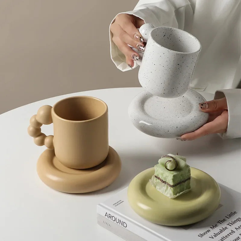 Ceramic Creative Coffee Cup With Tray
