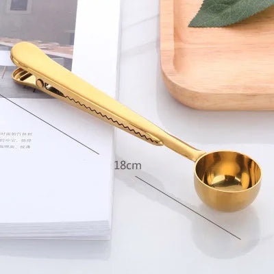 Stainless Steel Coffee Spoon Sealing Clip Kitchen Gold Accessories